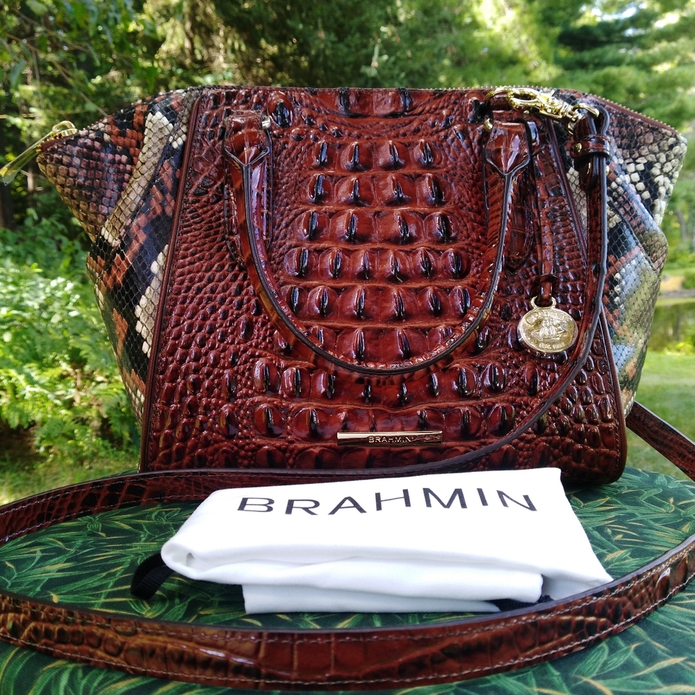 NWT Brahmin Mini Camila Satchel Crossbody, Pecan Tybalt...With Dust Bag